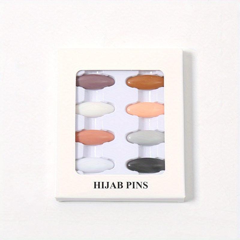 8pcs Scarf Safety Pins With Box Candy Hijab Pins Shawl Brooch Pins Bandana Turba