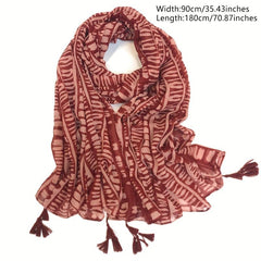 Thin Breathable Tassel Scarf Print Windproof Sunproof Shawl