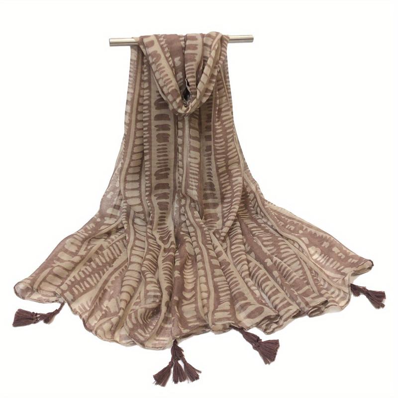 Thin Breathable Tassel Scarf Print Windproof Sunproof Shawl