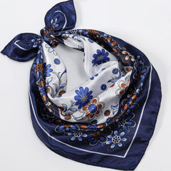 Dark Vintage Flower Print Satin Scarf Neckerchief