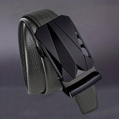Men's Pu Leather Belt with Automatic Buckle Middle-aged Young Business Casual