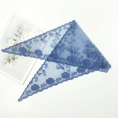 Flower Embroidered Thin Triangle Scarf for Women