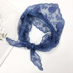 Flower Embroidered Thin Triangle Scarf for Women