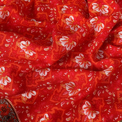Red Boho Tassel Scarf Vintage Flower Print Shawl Classic Windproof Head Wraps