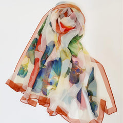 Thin Scarf Ginkgo Leaves Print Shawl Casual Windproof Sunscreen Beach Towel
