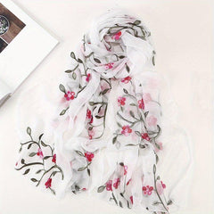 Peach Blossom Embroidered Scarf Windproof Sun Proof