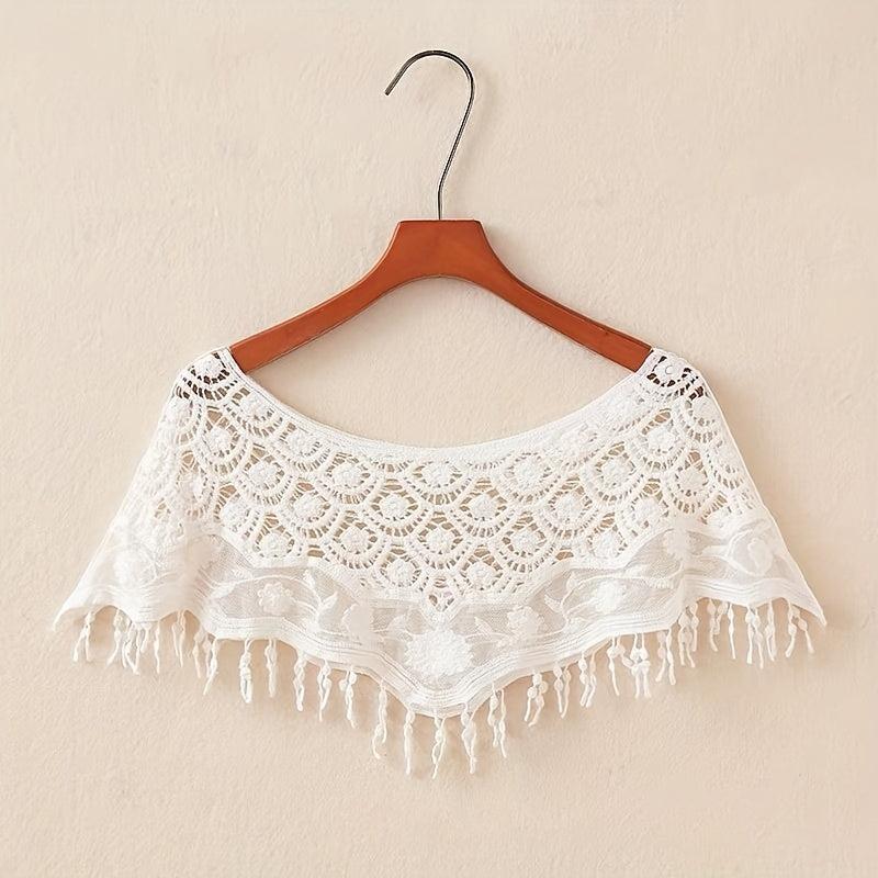 Lace Shawl Flower Hollow Wrap Casual Sunscreen Windproof Cape Dress Accessories