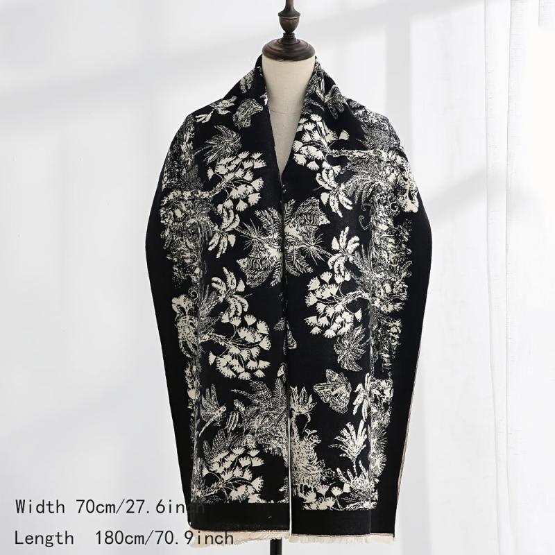 Coconut Tree Cashmere Scarf Long Warm Shawl Wraps Cashmere Fringe Scarf