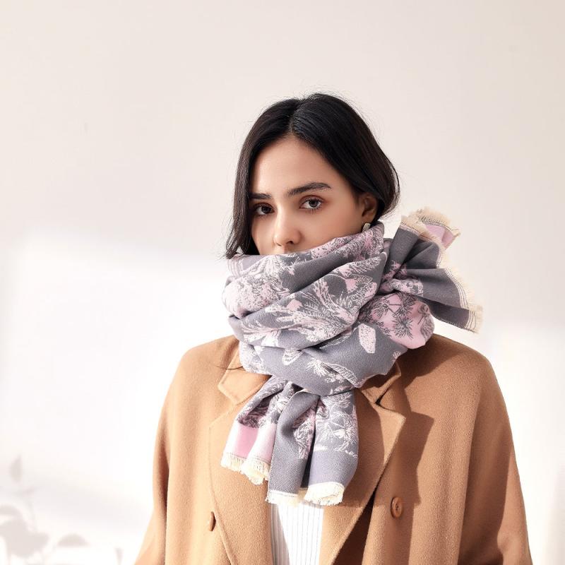 Coconut Tree Cashmere Scarf Long Warm Shawl Wraps Cashmere Fringe Scarf