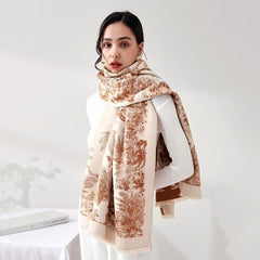 Coconut Tree Cashmere Scarf Long Warm Shawl Wraps Cashmere Fringe Scarf