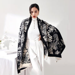 Coconut Tree Cashmere Scarf Long Warm Shawl Wraps Cashmere Fringe Scarf