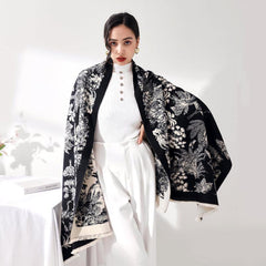 Coconut Tree Cashmere Scarf Long Warm Shawl Wraps Cashmere Fringe Scarf
