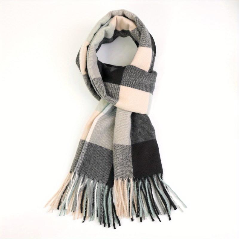 Cashmere Scarf Plaid Warm Shawl Long Casual Fringed Wrap Winter Scarf
