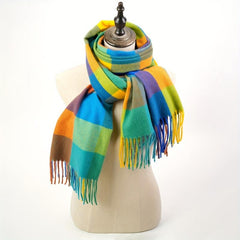 Cashmere Scarf Plaid Warm Shawl Long Casual Fringed Wrap Winter Scarf