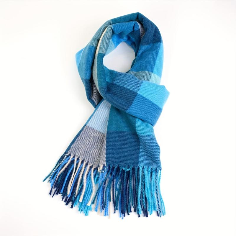 Cashmere Scarf Plaid Warm Shawl Long Casual Fringed Wrap Winter Scarf