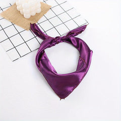 Small Satin Square Scarf Solid Neckerchief Bandana Head Wrap