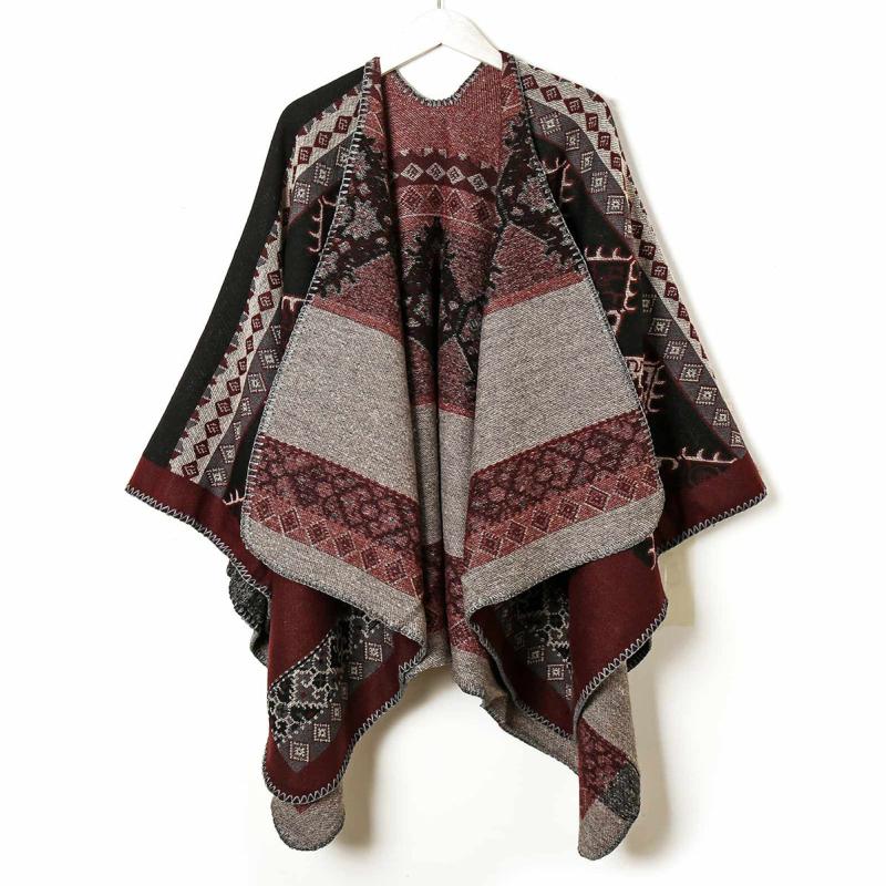 Plaid Shawl Wrap Large Warm Scarf Vintage Blanket Shawl Winter Poncho Cape