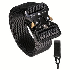Men's Military Tactical Belt Nylon Web Work Gear Key Hook Set Heavy Duty Buckle