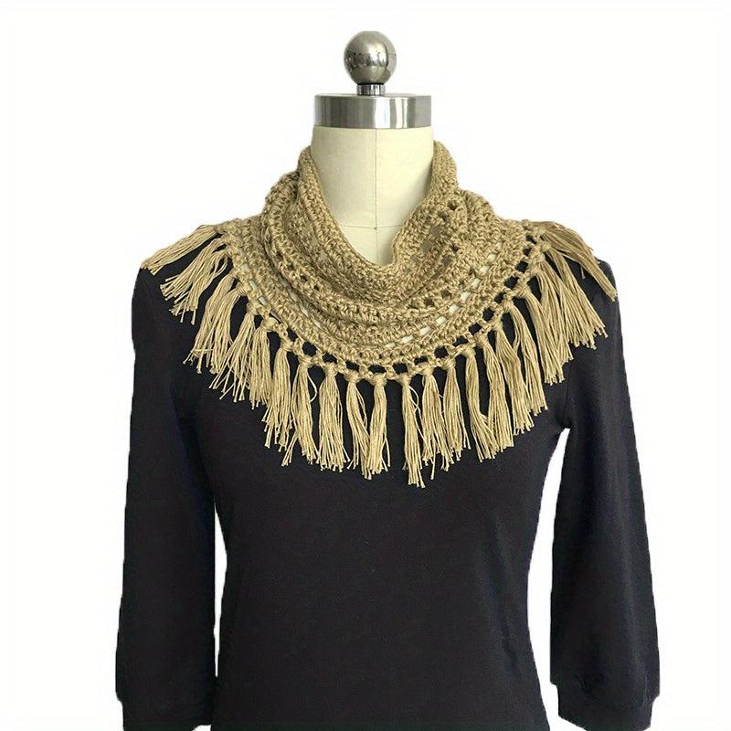 Vintage Tassel Infinity Scarf Crochet Warm Neck Scarf