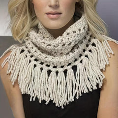 Vintage Tassel Infinity Scarf Crochet Warm Neck Scarf