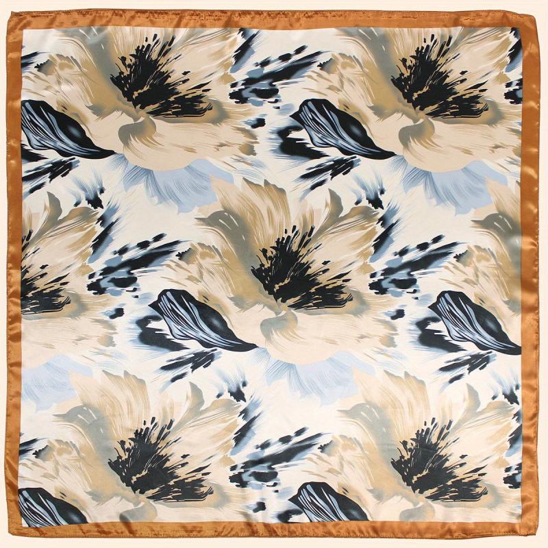 Flower Printed Square Scarf Silk Feeling Headband Casual Hair Wrap