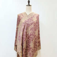 Large Tassel Scarf Rose Pink Paisley Jacquard Vintage Shawl Windproof Wrap
