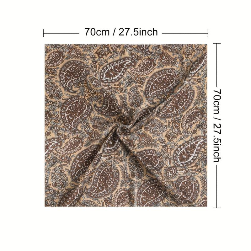 Paisley Print Square Silk Scarf Women Head Wrap Bandana