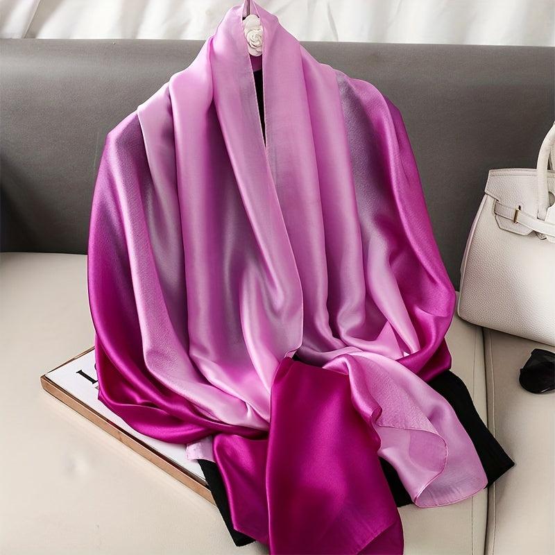 Gradient Satin Scarf Hair Wrapping Bandana Sunscreen Shawl