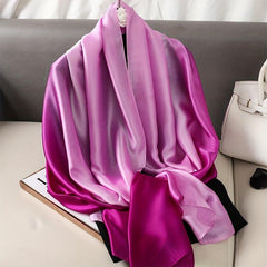 Gradient Satin Scarf Hair Wrapping Bandana Sunscreen Shawl