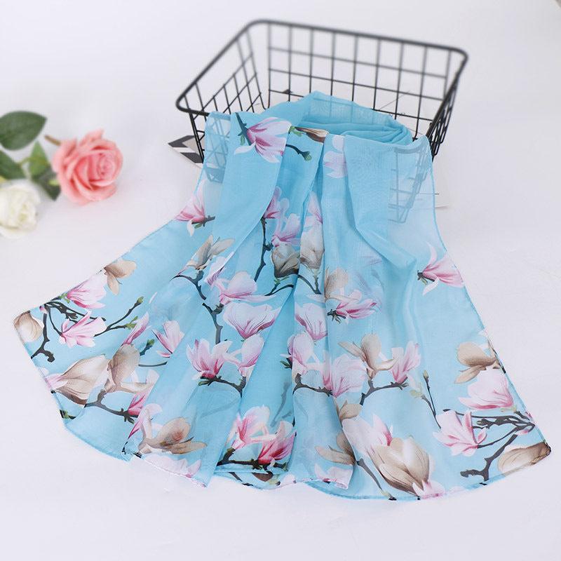 Chiffon Silk Scarf Print Women's Retro Shawl