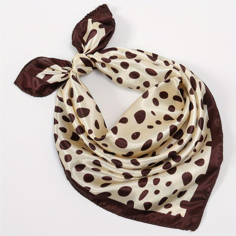 Small Square Satin Scarf Solid & Irregular Print Neckerchief Hair Wrap