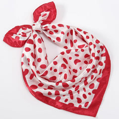 Small Square Satin Scarf Solid & Irregular Print Neckerchief Hair Wrap