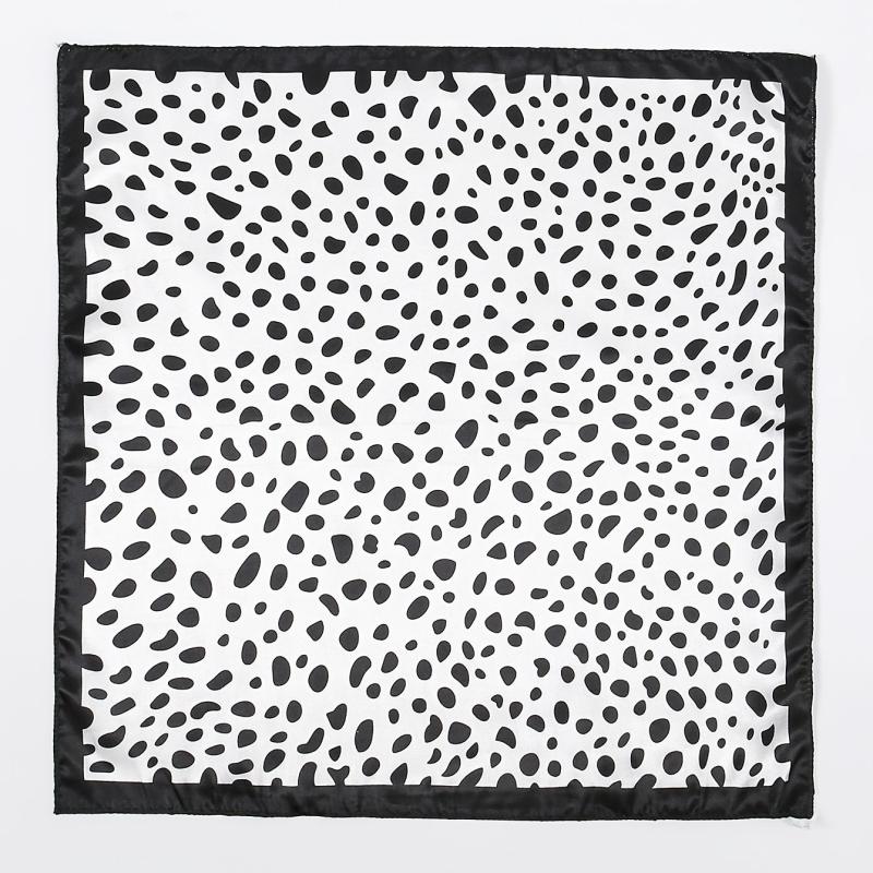 Small Square Satin Scarf Solid & Irregular Print Neckerchief Hair Wrap