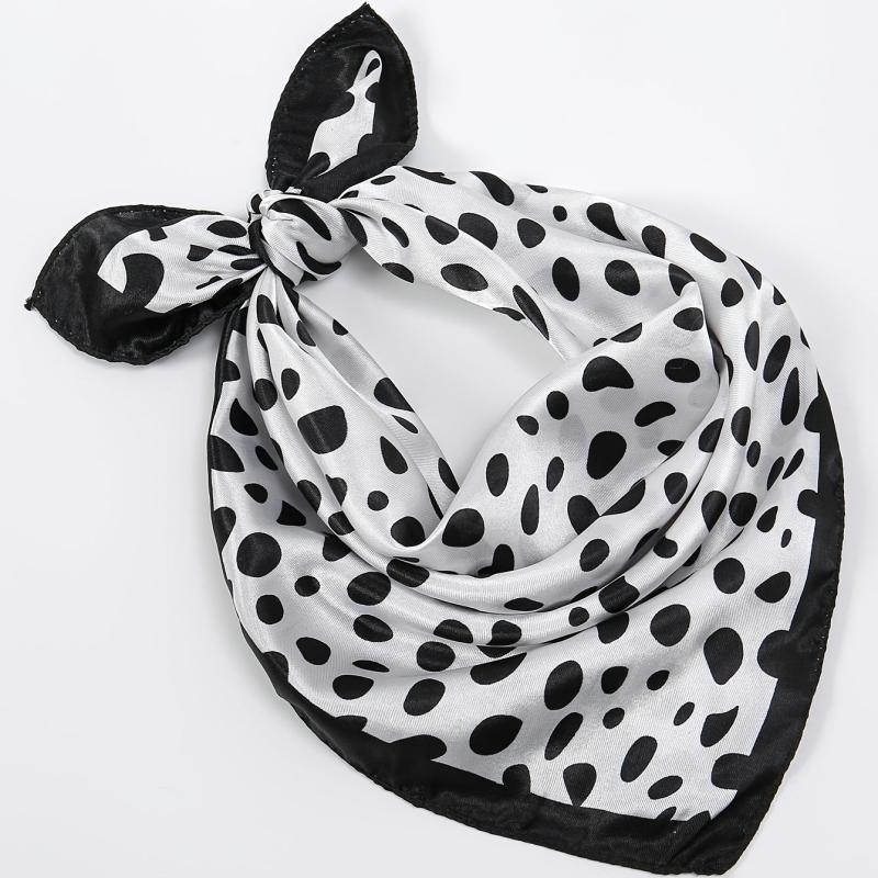 Small Square Satin Scarf Solid & Irregular Print Neckerchief Hair Wrap