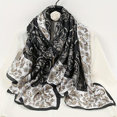 Paisley Print Satin Scarf Large Shawl Bandana Head Wrap
