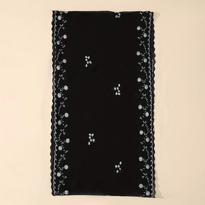 Sequin Chiffon Shawl Vintage Thin Long Wrap Sunscreen Cap