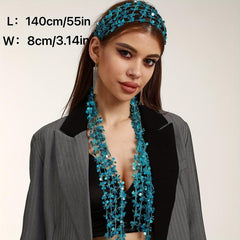 Sequin Hollow Out Long Scarf Hip Hop Skinny Scarf Women Y2K