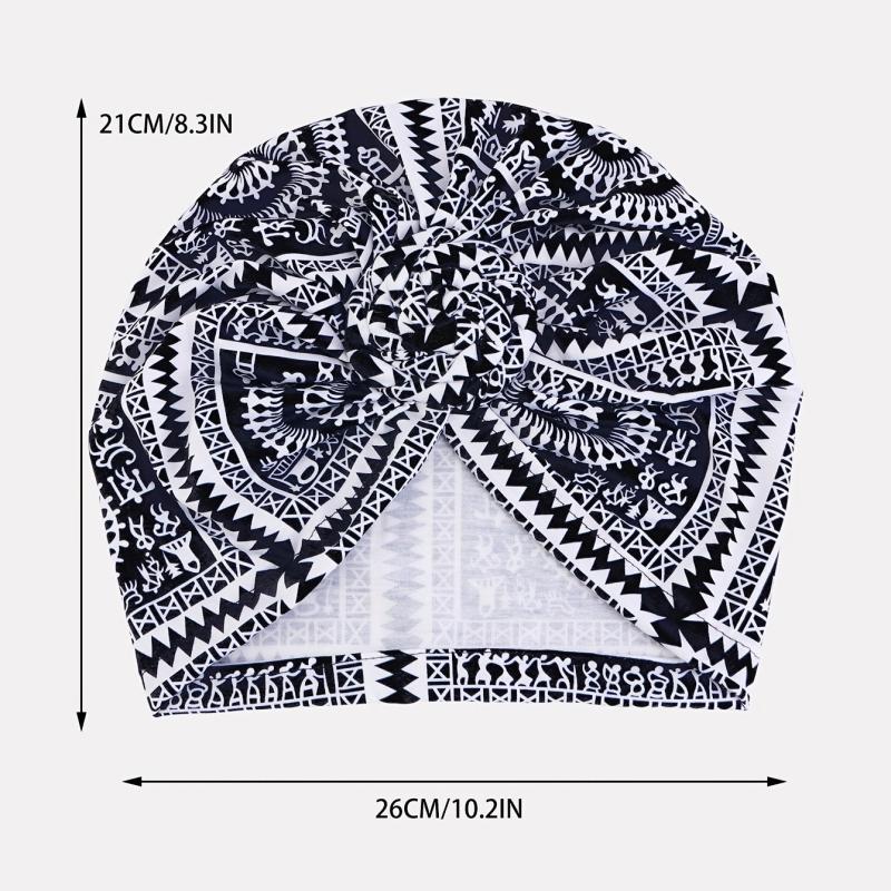 Geometric Print Turban Cap Head Wrap for Women
