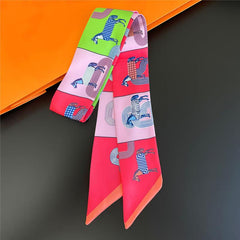 Horse Graphic Long Hair Ribbon Skinny Scarf Headband Sash Belt