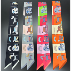 Horse Graphic Long Hair Ribbon Skinny Scarf Headband Sash Belt