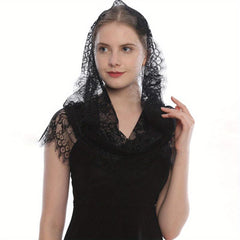 Lace Printed Scarf Veil Mantilla Veil Headscarf Solid Fringed Bridal Veil