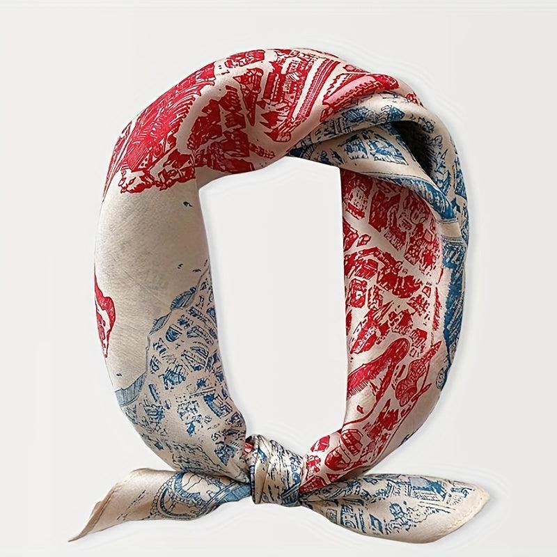 Horse Print Silk Scarf Neckband Women Head Scarves
