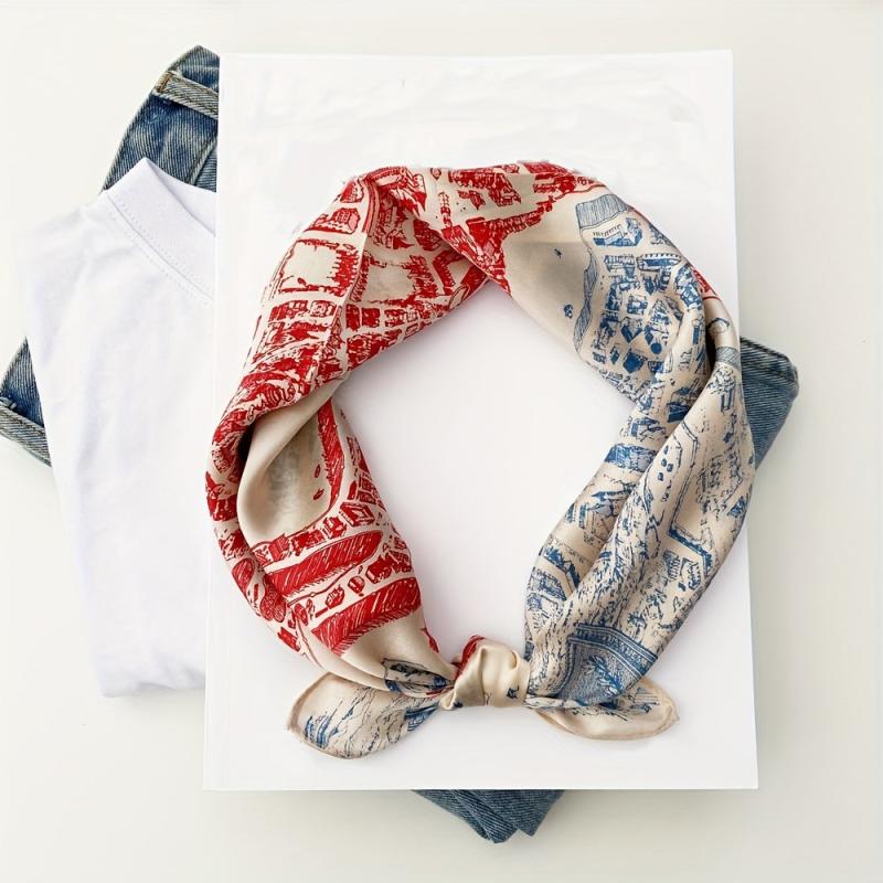 Horse Print Silk Scarf Neckband Women Head Scarves