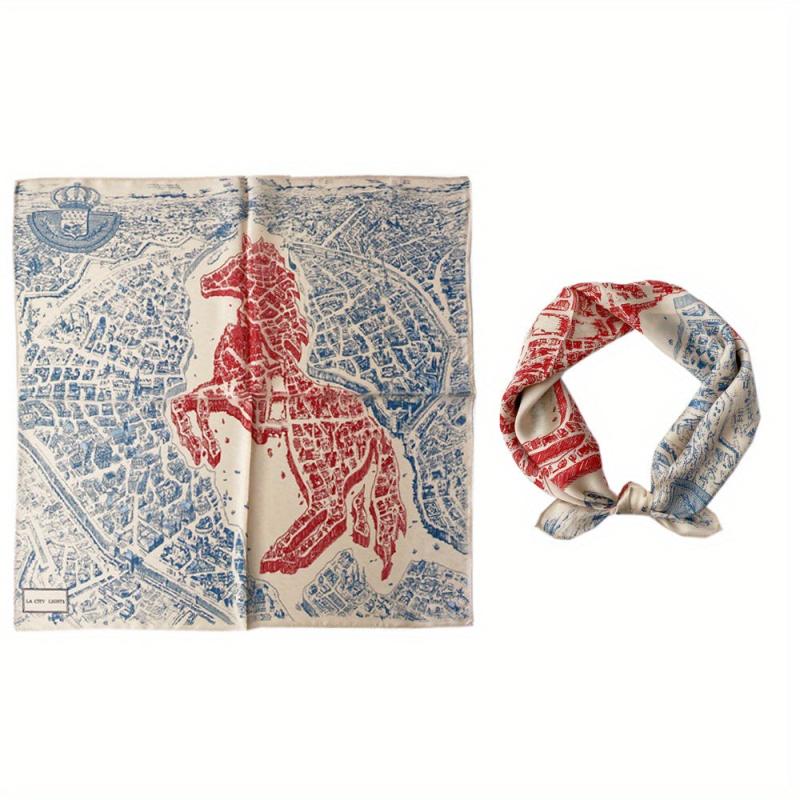 Horse Print Silk Scarf Neckband Women Head Scarves