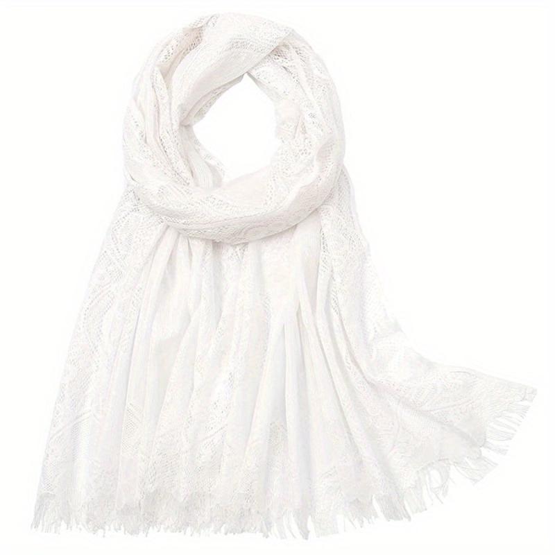 Large Jacquard Flower Lace Shawl - Elegant Hollow Cape for Party or Wedding