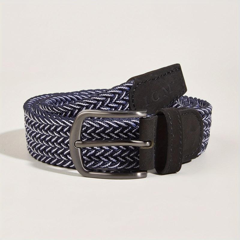 Men's Casual Woven Leather Belt - Elastic Canvas Youth Belt