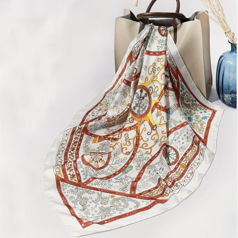 Flower Print Silk Shawl Bandana Head Wrap Neckerchief