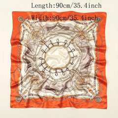 Chain Print Satin Bandana Square Scarf Women Casual Head Wrap