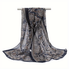 Vintage Paisley Print Chiffon Scarf Thin Summer Shawl Silk Head Wrap