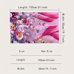 Peacock Feather Rose Print Chiffon Hijab Scarf